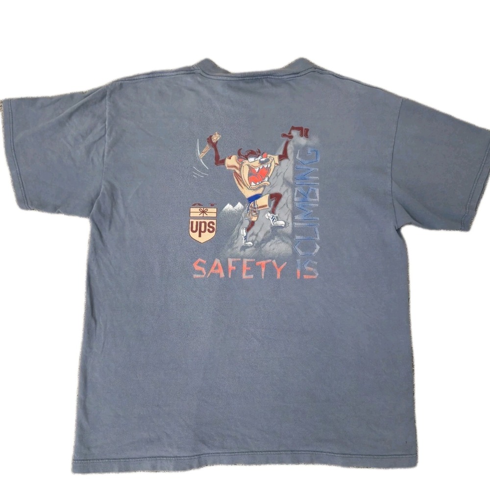 VTG 90s UPS Looney Tunes Taz T Shirt Mens XL Safety Is Climbing Graphic